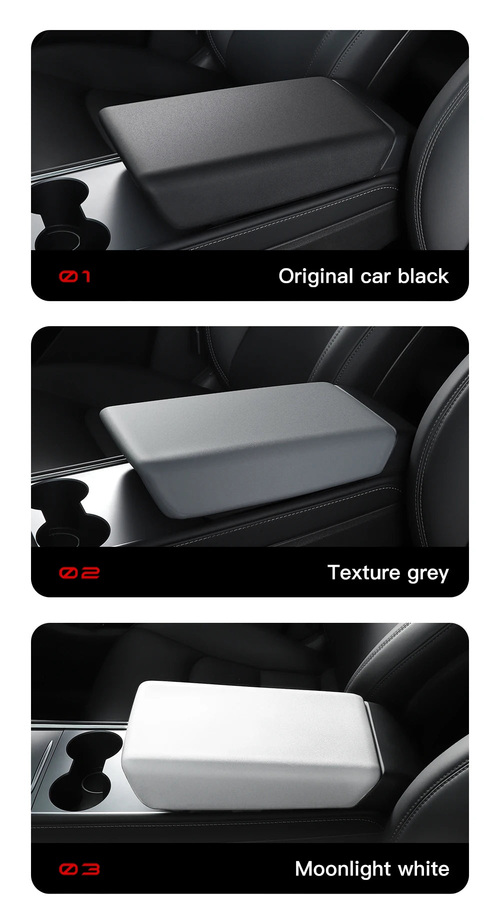 Center Console Armrest Cover with TPE and TPU Material Options, Stripe and Wavy Grain Styling for Select Tesla Model 3 Highland and Model Y Juniper Interiors