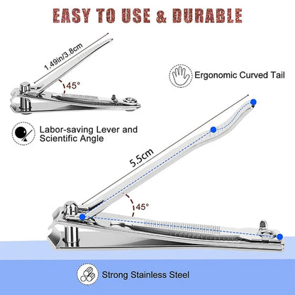 Stainless Steel Nail Clippers with Curved Cutting Edges and Keyhole Ends, One Large Clipper or Large and Small Two-Piece Options for Everyday Nail Grooming