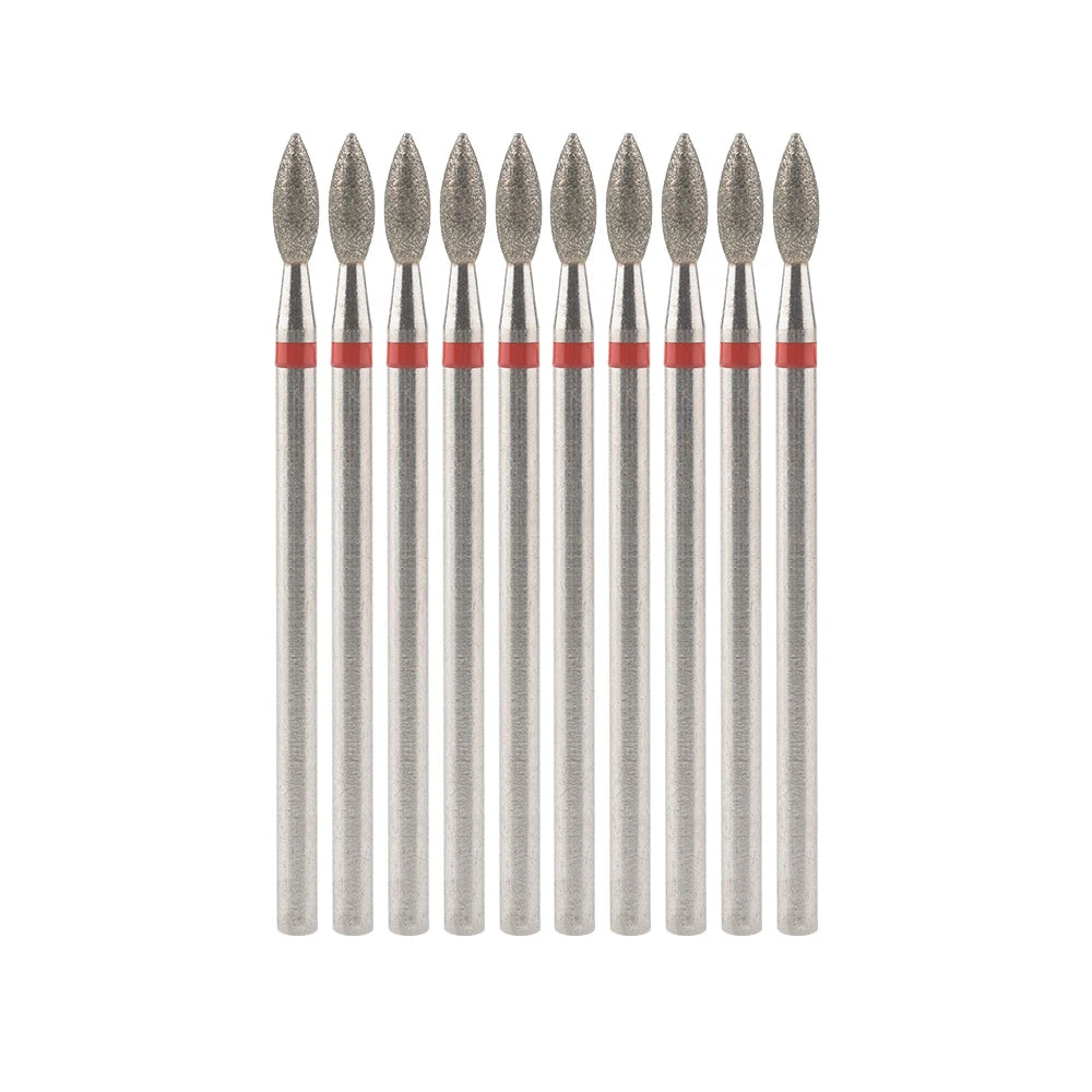 Diamond Nail Drill Bits, Listed 10-Piece Milling Accessories with 2.35mm Shanks, A-Series and Grade-Labeled Options for Professional Electric Manicure Filing