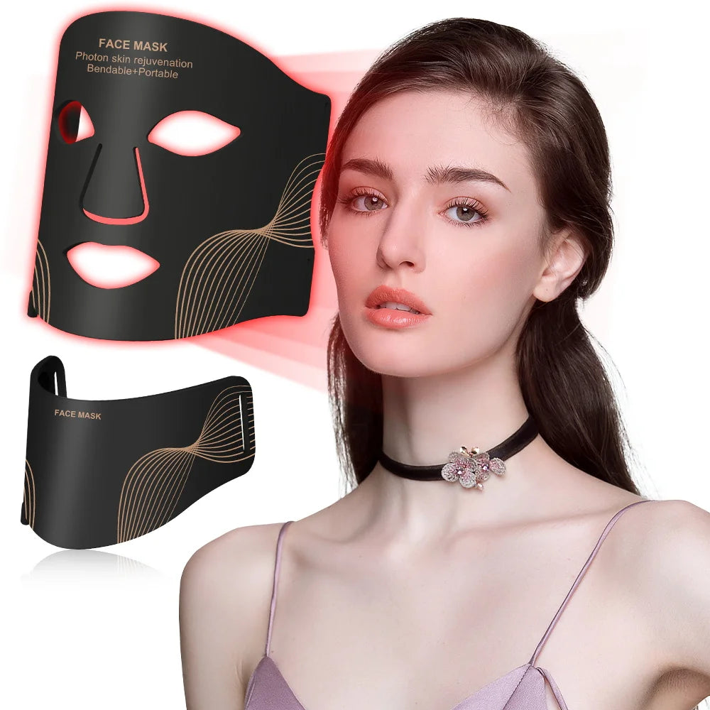Cordless LED Face Mask with Seven Listed Color Modes, Rechargeable Beauty Device in Mask-Only or Type 1-4 Set Options with Box and No-Box Packaging Choices