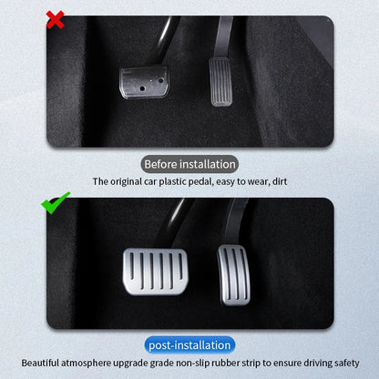 Tesla Pedal Covers by TESY in Black or Silver, Accelerator and Brake Pedal Styling with Slide-Rail Buckle Design for Compatible Model 3, Y and YL Vehicles
