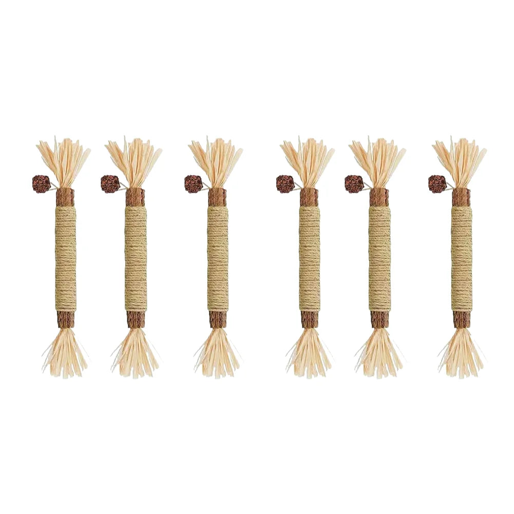 Silvervine Cat Sticks with Hemp Rope, Natural Wood Pet Play Toys for Supervised Indoor Exploration and Interactive Sessions, Pack Options from 3 to 20 Pieces