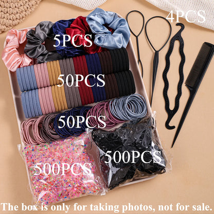 Hair Accessories Set for Women, Twelve Color and Pattern Options with Scrunchie and Ponytail Tie References for Everyday Buns and Outfit Coordination