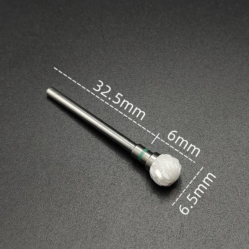 TC-SJ Ceramic Nail Drill Bit, Single Zirconia Milling Accessory with 2.35mm Shank and Bag Packaging for Compatible Professional Electric Manicure Tools