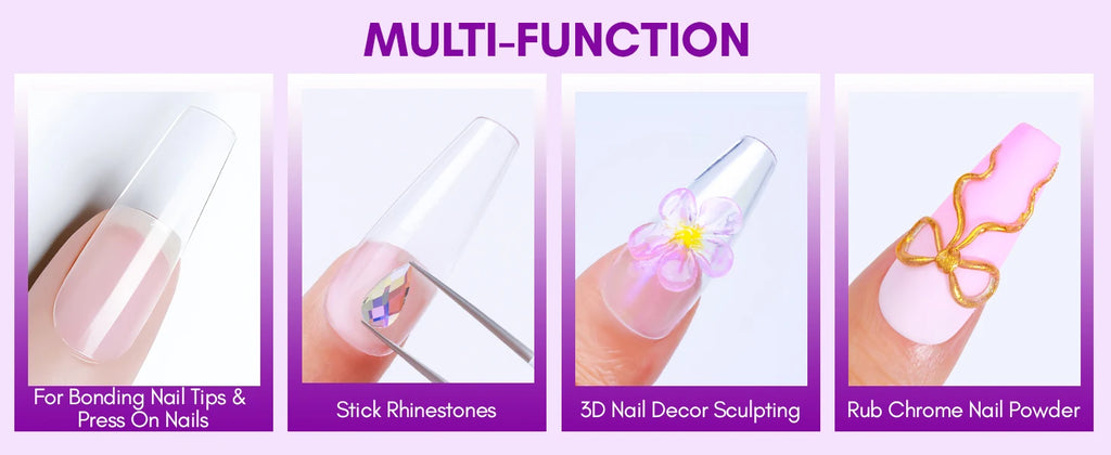 Press-On Nail Glue and Remover Options by Makartt, 10ml, 30ml or 50ml Remover Choices with Separate Liquid Adhesive Packs and Solid UV-Cured Gel Selection
