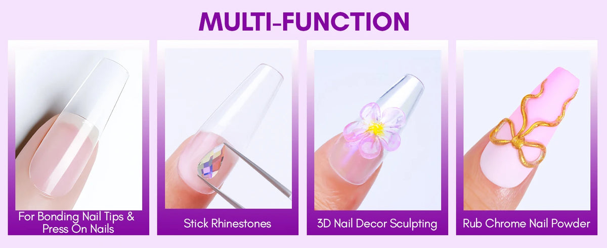 Press-On Nail Glue and Remover Options by Makartt, 10ml, 30ml or 50ml Remover Choices with Separate Liquid Adhesive Packs and Solid UV-Cured Gel Selection