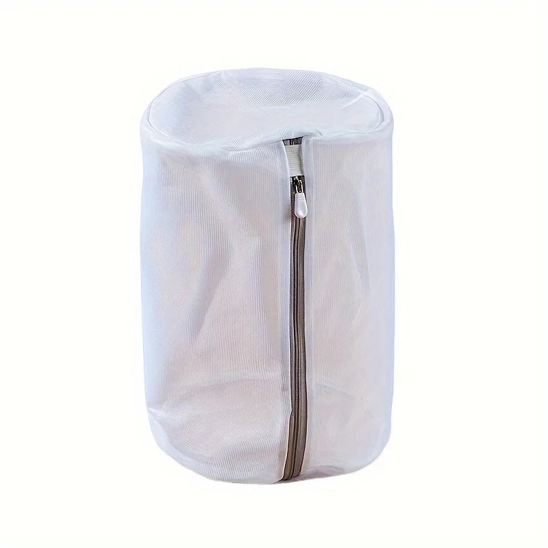 White Mesh Shoe Washing Bag with Zipper Closure for Compatible Washable Sneakers, Running Shoes, Socks and Bras During Everyday Household Laundry Care