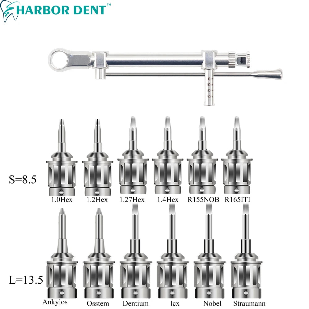 Dental Implant Torque Wrench Kit, Listed 10-70 Ncm Ratchet and Screwdriver Tools for Professional Prosthetic Work with A, B and C Options