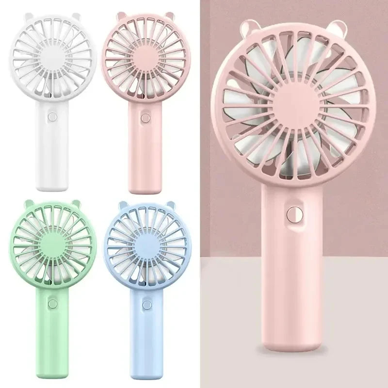 Mini Rechargeable Handheld Fan with USB Cable, 300mAh Portable Personal Cooling Fan for Makeup Routines, Desk Breaks and Summer Travel in Four Colors