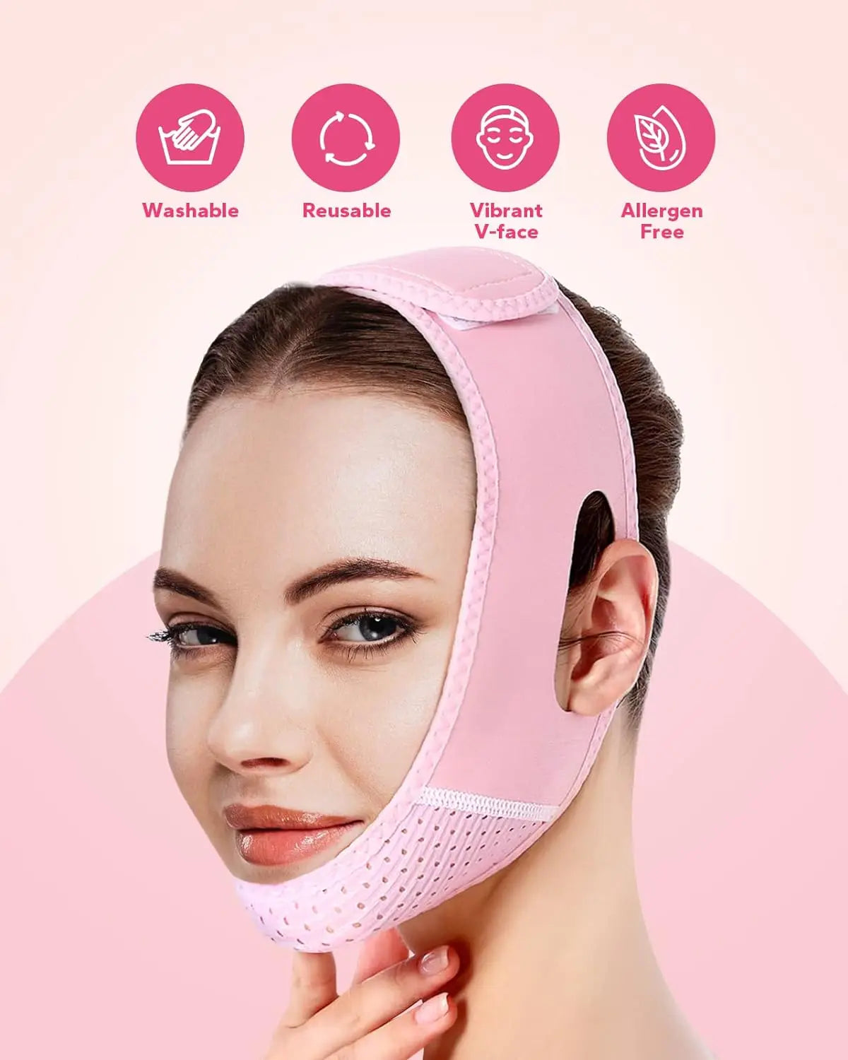 LKK03 Reusable Face Strap, V-Shaped Chin Band Beauty Accessory for Adult At-Home Personal Care Routines with Fit and Material Details to Confirm Before Use