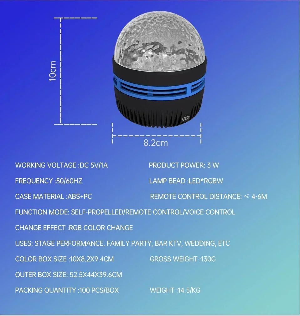 USB Galaxy Projector Light with Starry Sky, Aurora, Water Wave or Crystal Style Options, Decorative Bedroom and Party Lighting with Select Remote Versions
