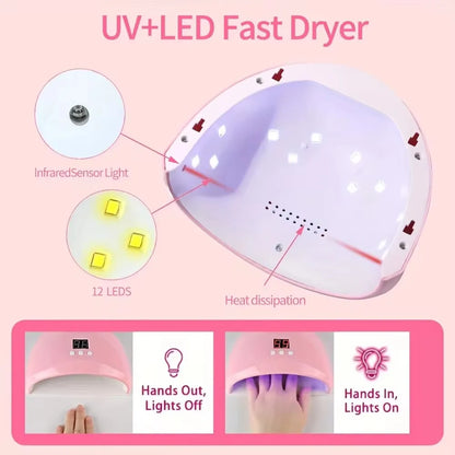 LINMANDA USB Nail Drill and Lamp Kit with Electric Polish File and UV LED Curing References, Seven Numbered Set Options for Adult Gel and Acrylic Nail Art
