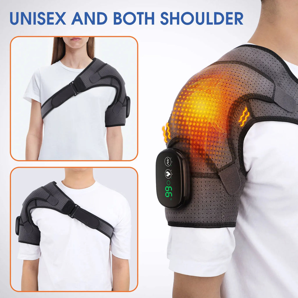 Thermal Shoulder Massage Belt with Adjustable Heating, Shoulder Brace Format and Multiple Belt, APP-Labeled and Red Light Options for Home Relaxation