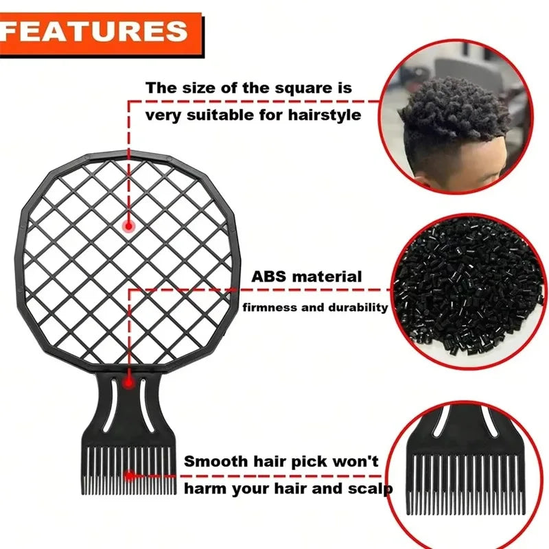 Afro Twist Hair Styling Kit, Two-Piece and Three-Piece Set1 or Set2 Options with Sponge, Mesh Comb and Double-Sided Pick References for Curl and Coil Grooming