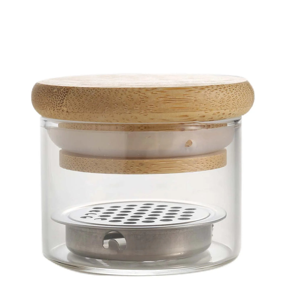 Nail Brush Cleaning Cup with Stainless Steel Mesh Base, Glass Manicure Tool Container for Brush Washing and Compatible Nail Drill Bit Cleaning