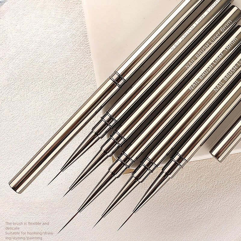 Nail Art Striping Brushes for Fine Lines and Detail Painting, 6–25mm Listed Liner Sizes with Individual and Set Options for DIY Manicure Designs