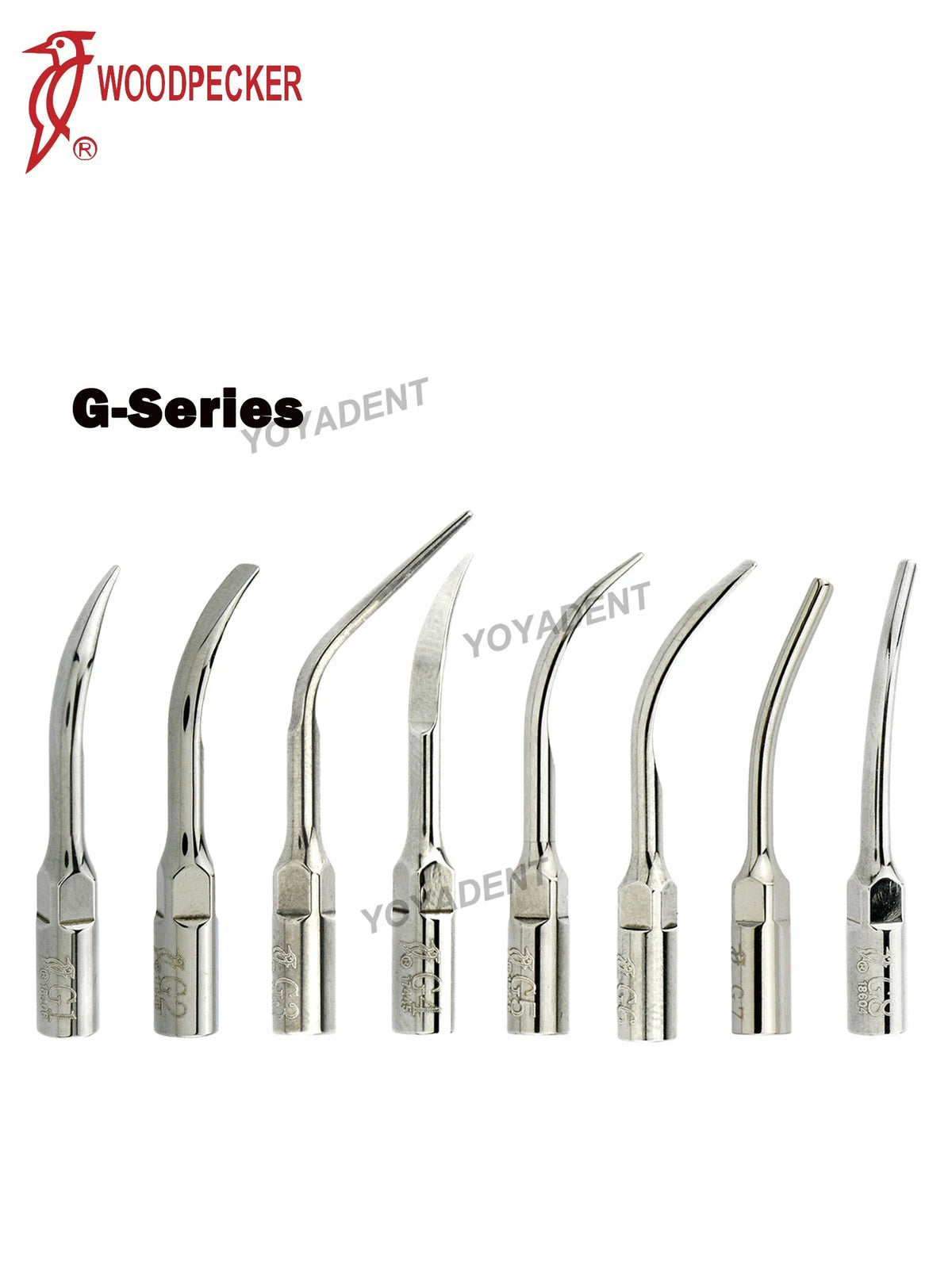Ultrasonic Scaler Handpiece and Tip Options by Woodpecker, HW-5L LED Handpiece or P, E and G Series Tips for Compatible Dental Equipment