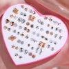 Resin Stud Earrings 36-Pair Random Assortment with Push-Back Closures, Cat, Butterfly and Snowflake Design References for Women's Everyday Fashion
