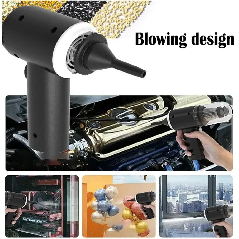 USB Rechargeable Car Vacuum with Listed 1200mAh Battery and 9000Pa Suction, Black Cordless Handheld Spot Cleaner with Nozzle Accessories for Cars and Home