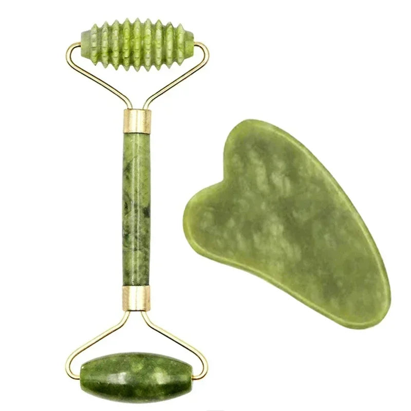 Jade Roller and Gua Sha Tool Options for Facial and Neck Massage, Manual Skincare Accessories in Individual Styles and Color-Labeled Sets for Adult Self-Care