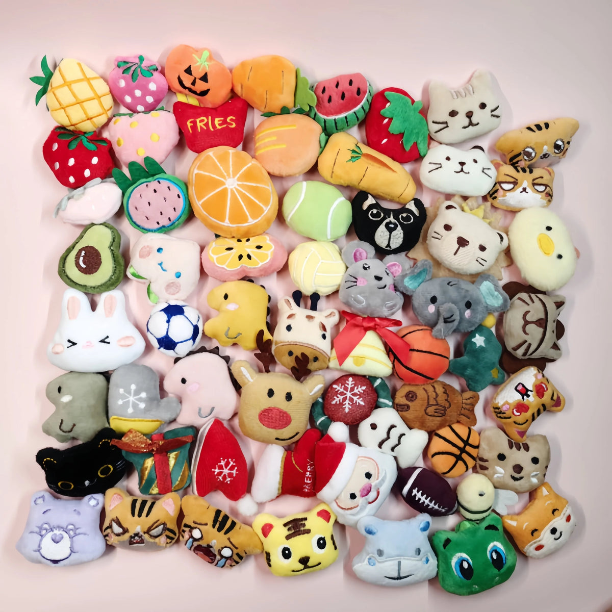Mini Catnip Plush Cat Toys in Random Assortment Packs, 10, 15, 20, 30, 50 or 100 Pieces with Built-In Catmint Wording for Supervised Indoor Pet Play