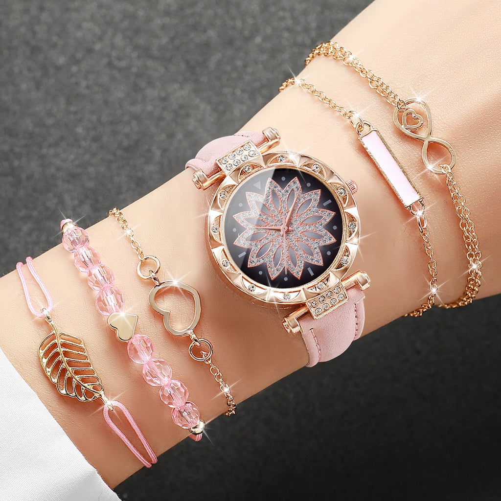 Women's Heart Dial Quartz Watch with Leaf Bracelet Set Reference, Eight No-Box Style Options and Listed 33mm Case for Casual Outfits and Fashion Gifts