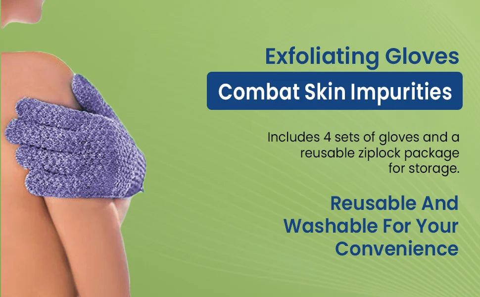 Exfoliating Bath Gloves, Double-Sided Body Scrubbing Accessories in Random Colors with 1, 3, 5 or 10 Individual Pieces for Adult Shower and At-Home Spa Routines