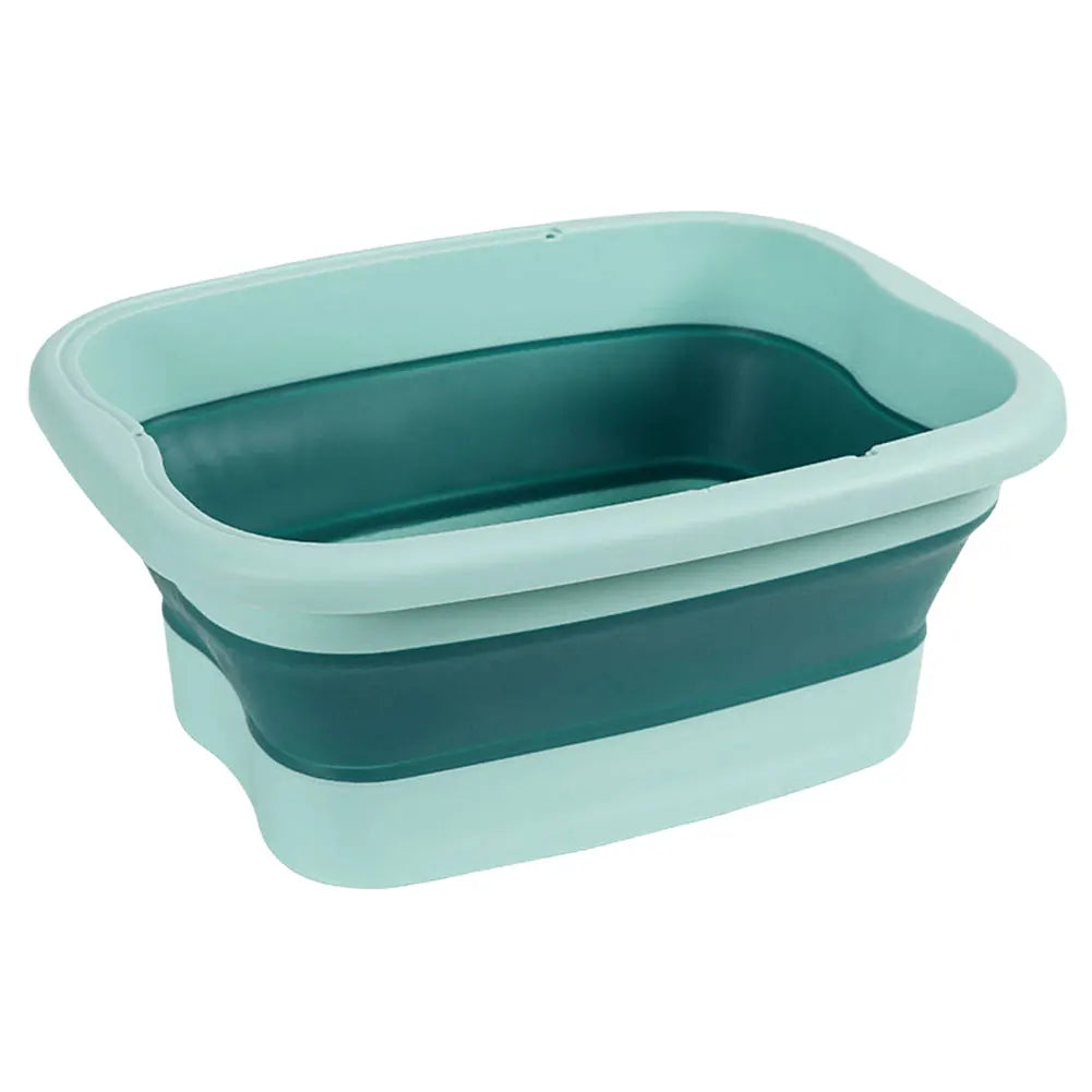 Collapsible Foot Soak Bucket in Green with Raised Massage Dots, Listed 40 x 32 x 17cm PP TPR Basin and With or Without Lid Options for Home Foot Care