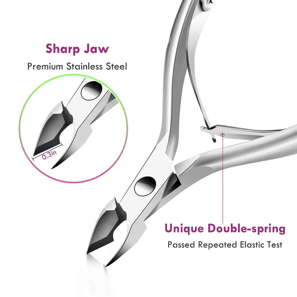 Stainless Steel Cuticle Pliers by LINMANDA, Silver Manual Manicure Tools with 2, 3 or 4-Piece Set Labels and A-D Options for Adult Nail Care