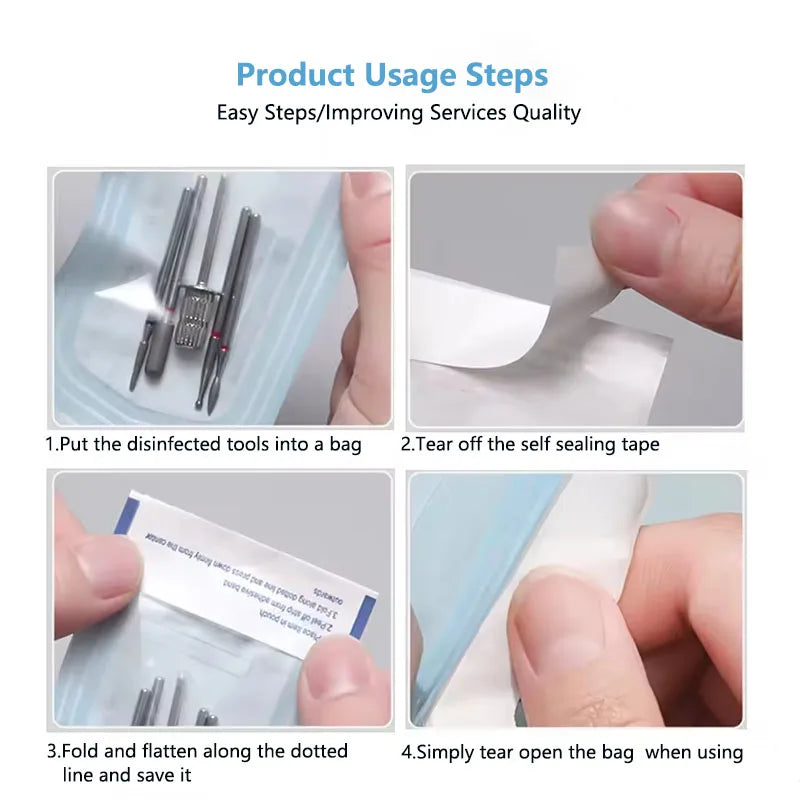 Self-Sealing Sterilization Pouches in 200-Pack Selected-Size Options, Disposable Paper and Film Instrument Bags with Listed Indicators, 57x130mm or 70x260mm