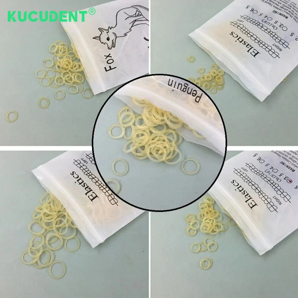 Latex Orthodontic Traction Elastics, 5000-Piece Box with Animal-Coded Diameter Options and 2.5 to 6.5oz Force Labels for Clinician-Directed Braces Use