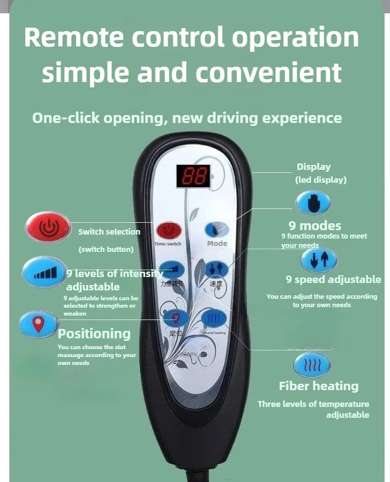 Car Massage Seat Cushion with Listed Heating, Vibration and Lumbar Airbag Features, Basic or Upgraded Models with Four Plug Options for Home Office Relaxation