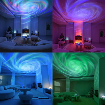 USB Galaxy Projector Light with Starry Sky, Aurora, Water Wave or Crystal Style Options, Decorative Bedroom and Party Lighting with Select Remote Versions