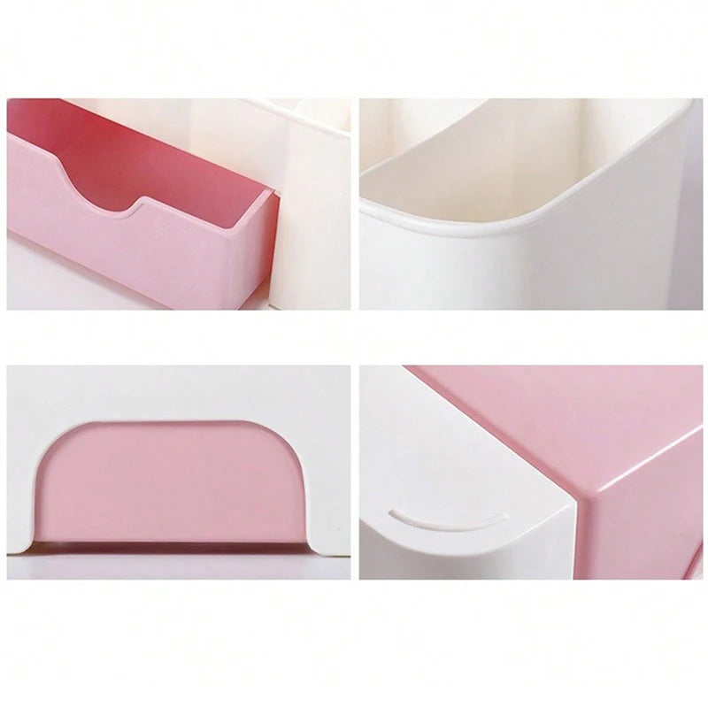 Drawer-Style Nail Storage Box, Plastic Desktop Manicure Organizer with Nine Numbered Selections for Compatible Cotton Swabs, Nail Files and Small Tools