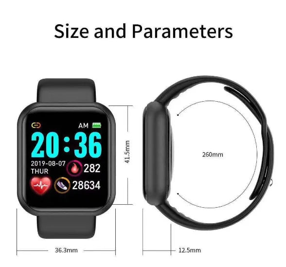 Y68 Smart Watch with Original Box for Men and Women, Gray, Black, White or Pink Wearable with Listed Sleep Monitoring and Heart Rate Functions for Compatible iOS and Android Phones