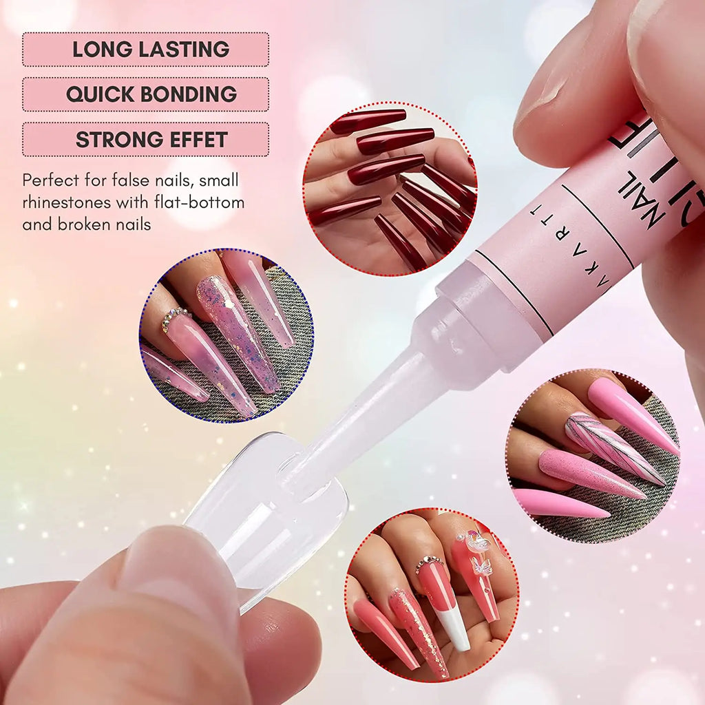 Press-On Nail Glue and Remover Options by Makartt, 10ml, 30ml or 50ml Remover Choices with Separate Liquid Adhesive Packs and Solid UV-Cured Gel Selection