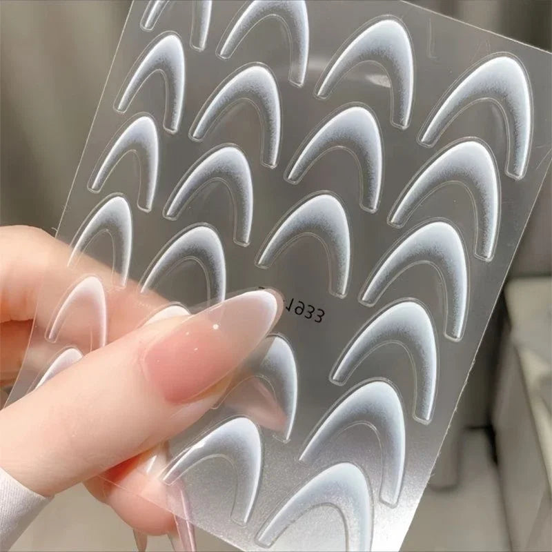 French Gradient Line Nail Art Stickers, White and Black Self-Adhesive 3D Decals for Natural, Acrylic and Artificial Nails, DIY Home and Salon Manicures