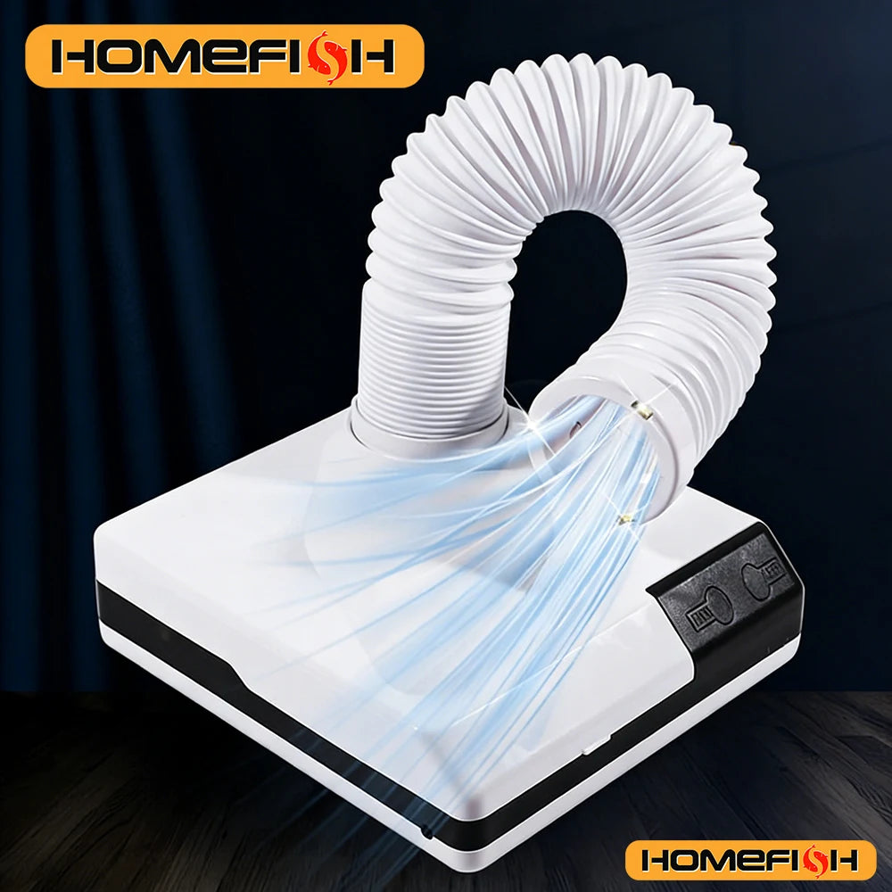 Nail Dust Collector with Tube Intake and Three LED Spotlights, Touch-Control White Manicure Vacuum with Replaceable Filter and Listed 60W EU Plug Options