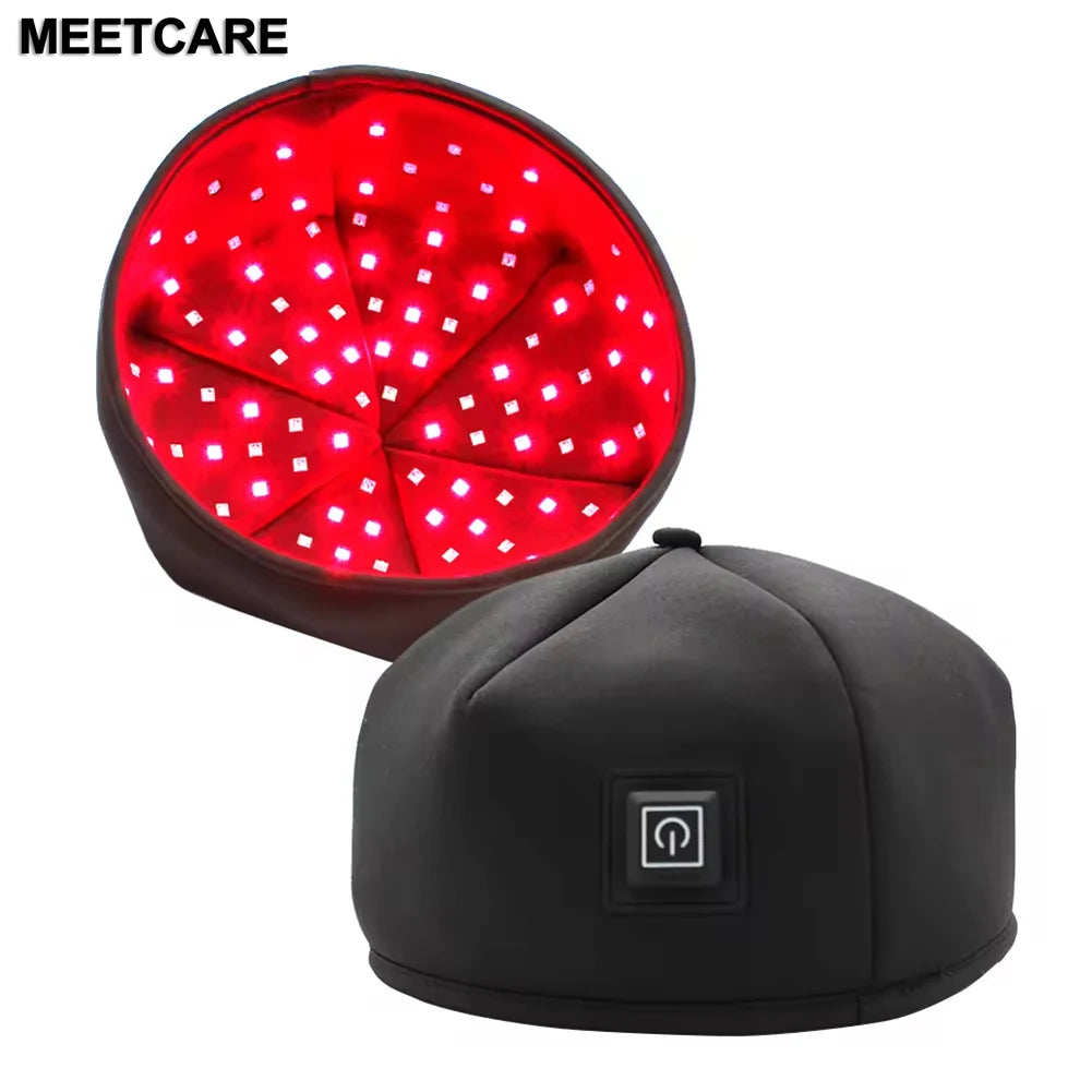 Red Light LED Cap with 120 Listed LEDs, 660nm and 830nm Wavelengths, Three Pulse Settings and US, EU, UK or AU Plug Labels with Box Options