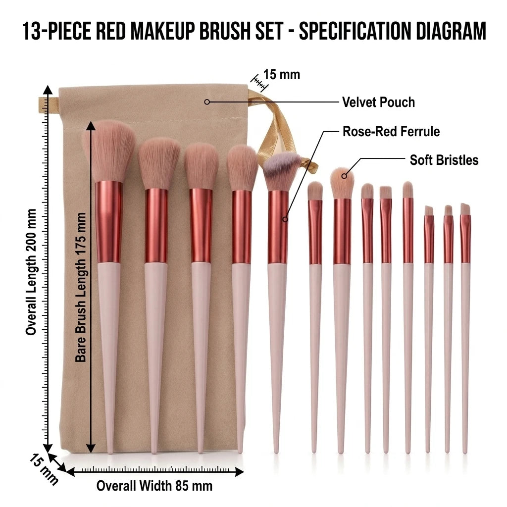 Synthetic Makeup Brush Set with Soft Fibers, Plastic Handles and Aluminum Ferrules, Color Choices and Select Bag Options for Foundation, Eyeshadow and Blush