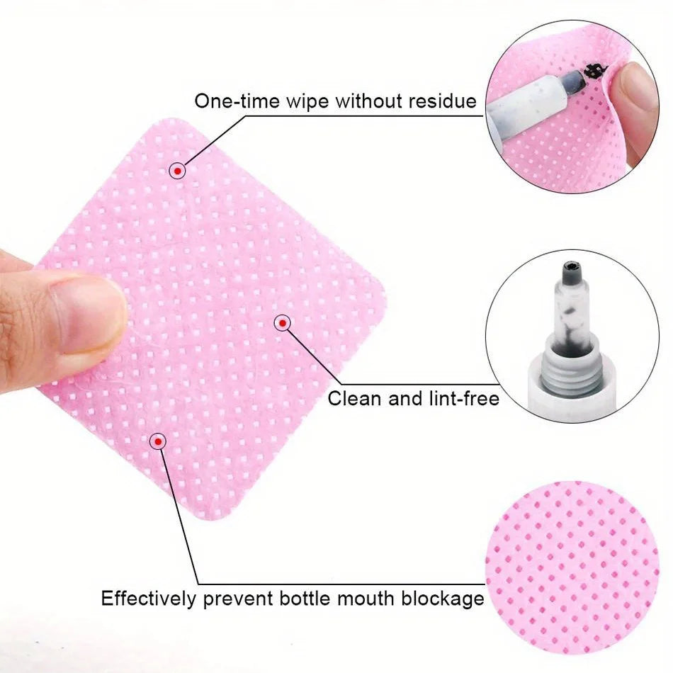 Lint-Free Nail Wipes for Gel Cleansing and Nail Polish Removal, Pink or White Manicure Pads in 20 to 600 Piece Packs with Bottle Options