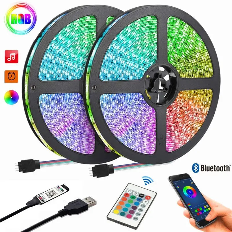 USB 5V TV Backlight Strip with RGB Flexible Tape, Bluetooth App and 24-Key Remote Control, Nine Length Options from 1m to 30m for Indoor Accent Lighting