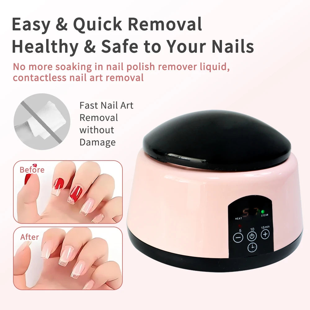 One-Hand Nail Steamer for Gel Polish Removal with Listed Auto Shut-Off Feature, 110–120V US or 220–240V EU Options for Adult Home Manicure Routines