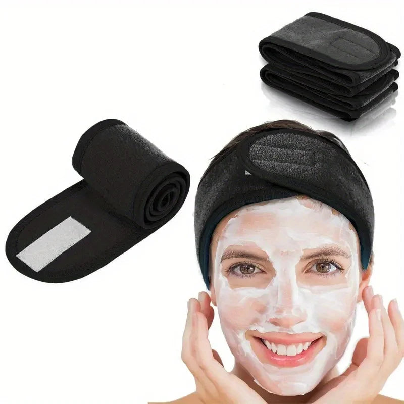 Adjustable Spa Headband for Women, Wide Hair Band for Makeup, Face Washing and At-Home Beauty Routines in Black, White, Gray, Purple or Pink Single-Piece Options