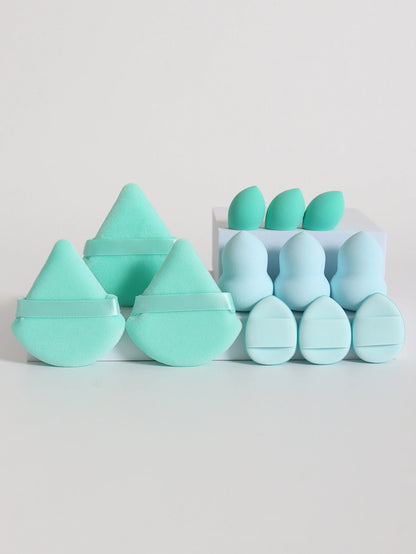 12-Piece Makeup Sponge and Powder Puff Set with Mini Air Cushion Puff and Beauty Egg References, 18 Color and Style Labels for Adult Cosmetic Application