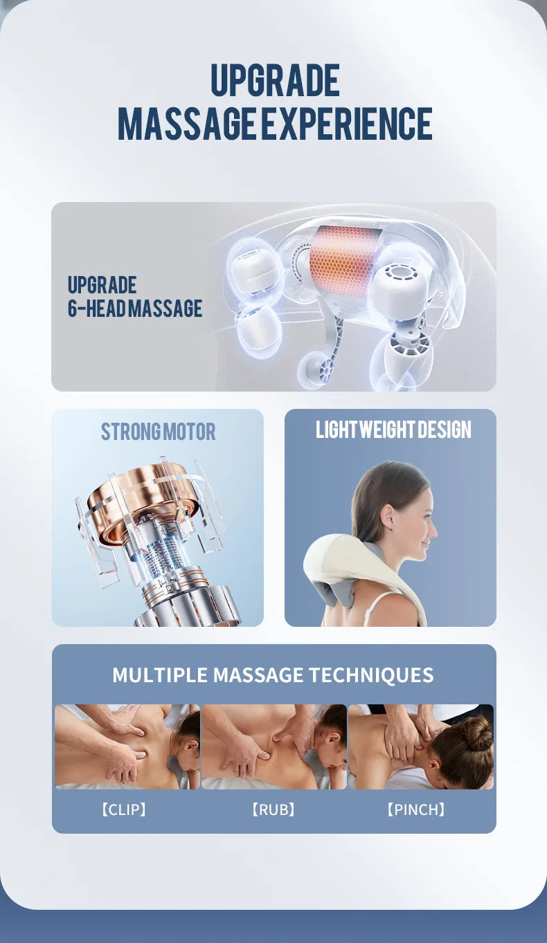 Rechargeable Neck and Shoulder Massage Shawl with Listed Two Modes, Adjustable Straps and Back Buckle, 20W or 26W Kneading Models in White, Grey and Brown Options