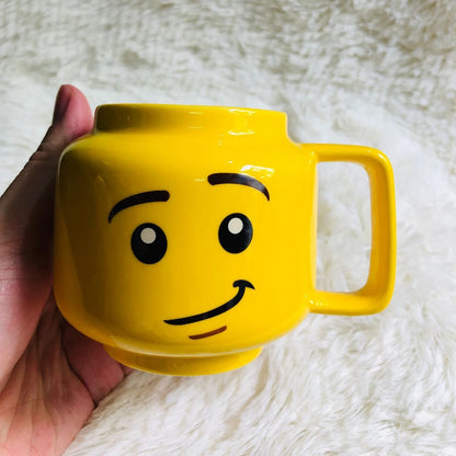 Impish Expression Mug in Porcelain, Single 250ml Cartoon Coffee, Tea and Milk Cup with A-G Design Options and Foam-Lined Box for Friends and Family Gifts