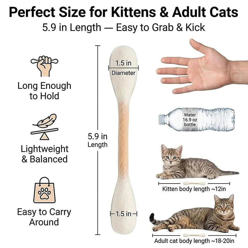 Catnip Kicker Sticks in Cotton Swab Shape, 6-Piece Felt Cat Toy Set for Supervised Indoor Batting and Kicking Play with Seven Color Option Labels