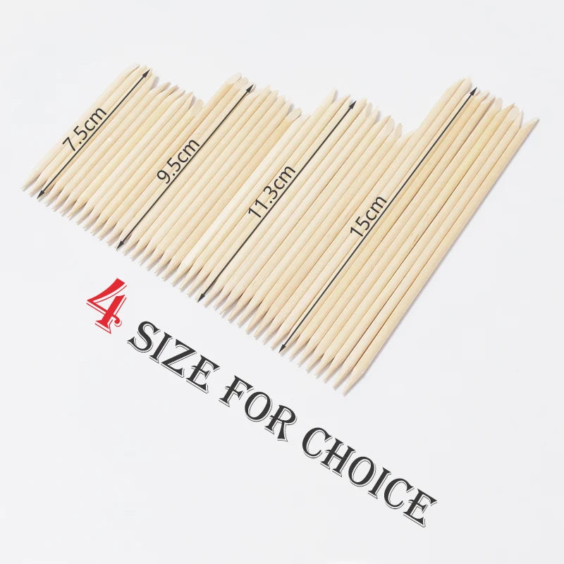 Wooden Cuticle Pusher Sticks by Lurayee, 7.5 to 15cm Length Options for Nail Art Detailing, Rhinestone Placement and Manicure Sticker Application