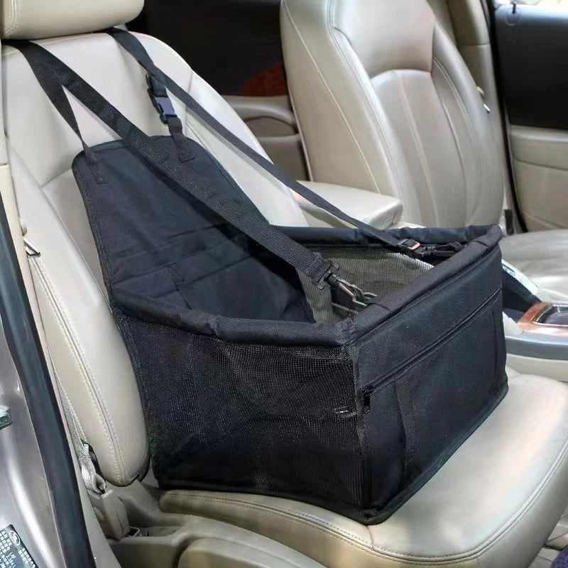 Dog Car Booster Seat Basket with Mesh Design, Foldable Pet Travel Carrier for Compatible Vehicle Seating, Black, Red, Pink, Blue and Gray Option Labels